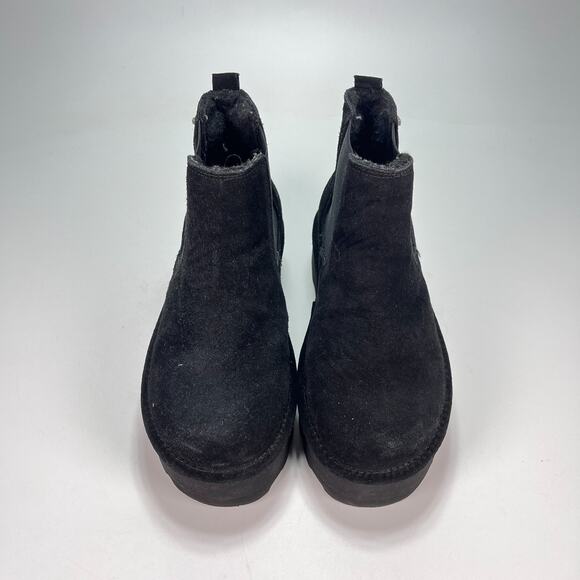 Bearpaw Retro Drew Platform Chelsea Boots Black Suede Ankle Boots Women's Size 6 - Picture 3 of 10